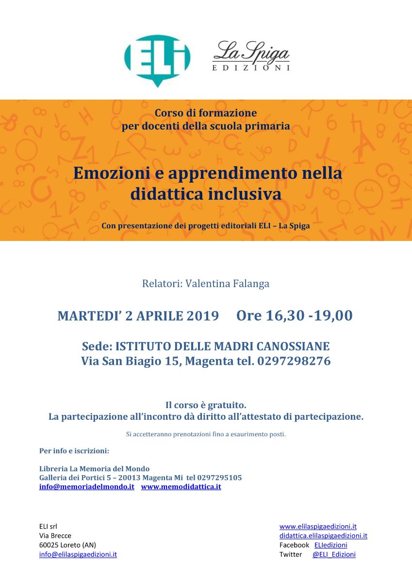 Corso di formazione. Emozioni e apprendimento nella didattica inclusiva