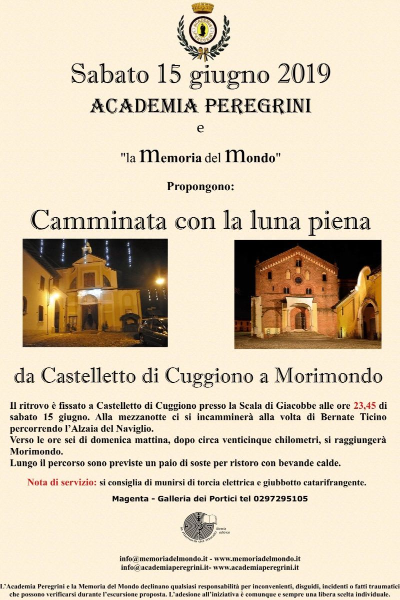 Camminata notturna 15 giugno 2019 con academia peregrini